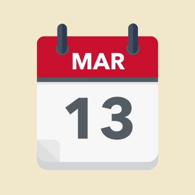 Calendar icon showing 13th March