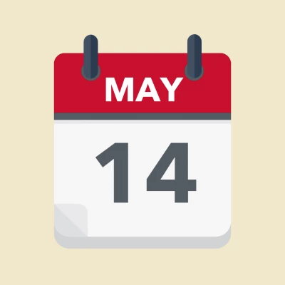 Calendar icon showing 14th May