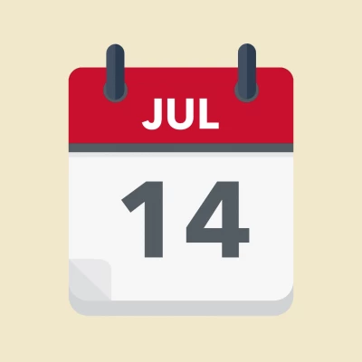 Calendar icon showing 14th July